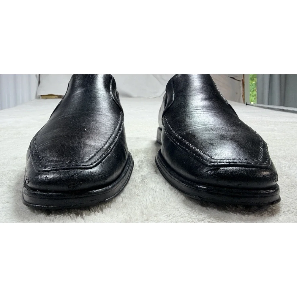 Bruno Magli Raging Italian Loafers Mens 9 M Black Leather Slip On Dress Shoes